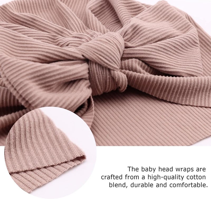 DRESHOW BQUBO 5 Pieces Newborn Baby Turban Hats Bow Baby Infant Beanie Breathable Toddler Cap for Baby Girls - Image 2
